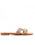 Flat sandals in faux leather for women