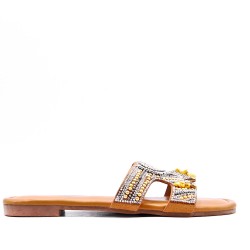 Flat sandals in faux leather for women