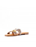 Flat sandals in faux leather for women