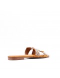 Flat sandals in faux leather for women