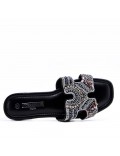 Flat sandals in faux leather for women