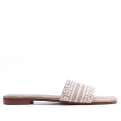 Flat sandal in mixed materials for women