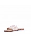 Flat sandal in mixed materials for women