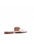 Flat sandal in mixed materials for women