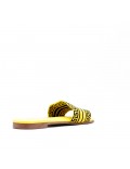 Flat sandal in mixed materials for women