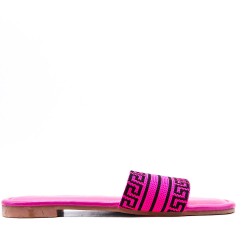 Flat sandal in mixed materials for women