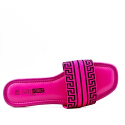 Flat sandal in mixed materials for women