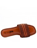 Flat sandal in mixed materials for women