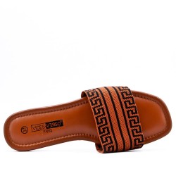 Flat sandal in mixed materials for women