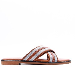 Flat sandals in faux leather for women