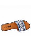 Flat sandal in mixed materials for women