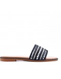 Flat sandal in mixed materials for women