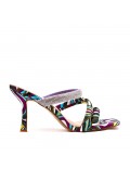 Heeled sandal in mixed materials