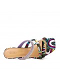 Heeled sandal in mixed materials