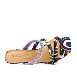 Heeled sandal in mixed materials