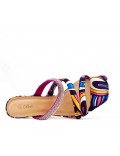 Heeled sandal in mixed materials