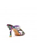 Heeled sandal in mixed materials