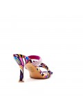 Heeled sandal in mixed materials