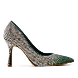 Faux suede pump with heel