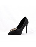 Faux suede pump with heel