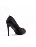 Faux suede pump with heel