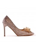 Faux suede pump with heel