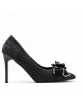 Faux suede pump with heel