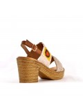 Heeled sandal in mixed materials