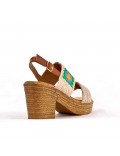 Heeled sandal in mixed materials