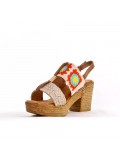 Heeled sandal in mixed materials