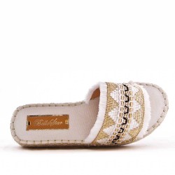 Slipper in mixed materials for women