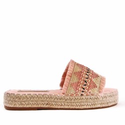 Slipper in mixed materials for women