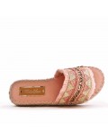 Slipper in mixed materials for women