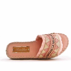 Slipper in mixed materials for women