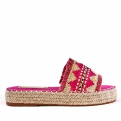 Slipper in mixed materials for women