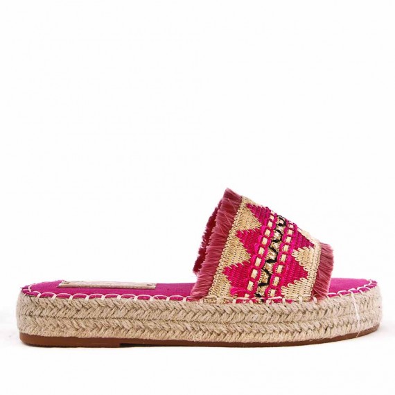 Slipper in mixed materials for women