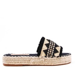 Slipper in mixed materials for women