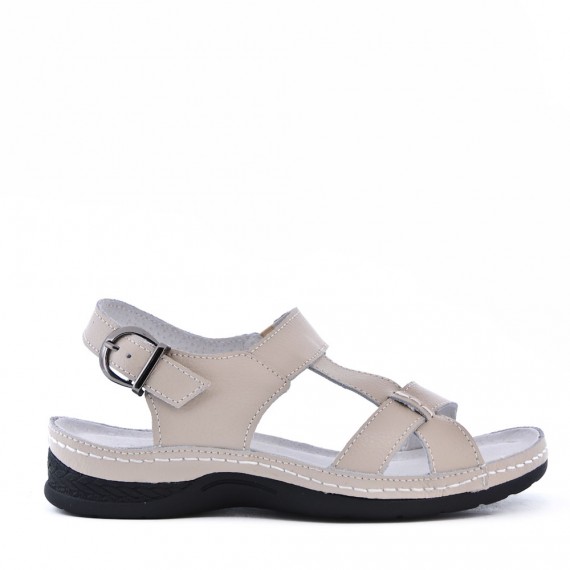 Comfort sandal in faux leather