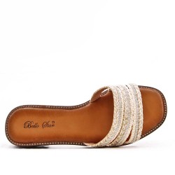 Slide in mixed materials with rhinestones for women