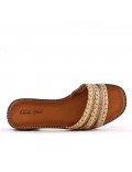 Slide in mixed materials with rhinestones for women