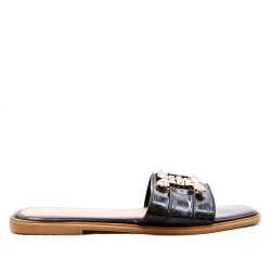 Faux leather slide for women