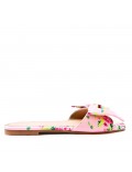 Faux leather slide with floral pattern for women