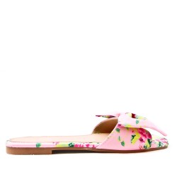 Faux leather slide with floral pattern for women