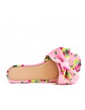 Faux leather slide with floral pattern for women