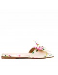 Faux leather slide with floral pattern for women