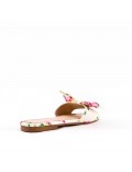 Faux leather slide with floral pattern for women