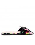 Faux leather slide with floral pattern for women