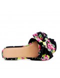 Faux leather slide with floral pattern for women