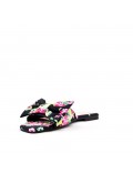 Faux leather slide with floral pattern for women