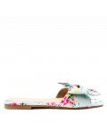 Faux leather slide with floral pattern for women